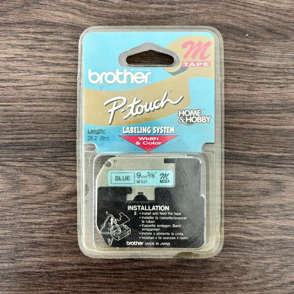 Brother P-touch Nonlaminated M Srs Tape Cartridge - 9mm - Direct Thermal - Blue - Picture 1 of 2